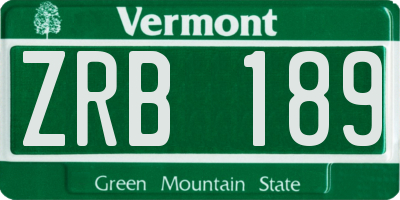 VT license plate ZRB189