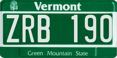 VT license plate ZRB190
