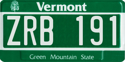 VT license plate ZRB191