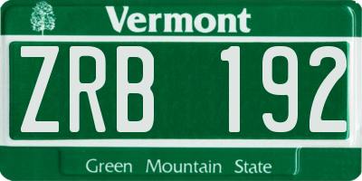 VT license plate ZRB192