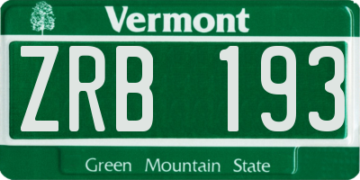 VT license plate ZRB193