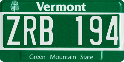 VT license plate ZRB194