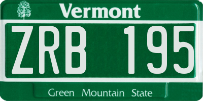 VT license plate ZRB195