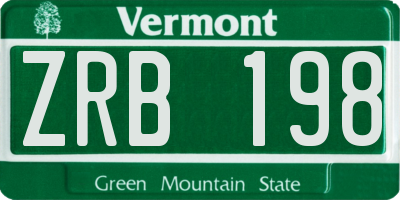 VT license plate ZRB198