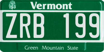 VT license plate ZRB199