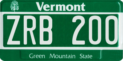 VT license plate ZRB200