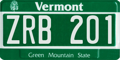 VT license plate ZRB201