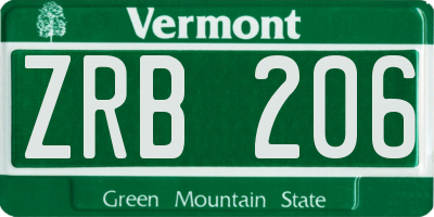 VT license plate ZRB206