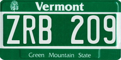 VT license plate ZRB209