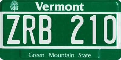 VT license plate ZRB210