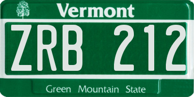 VT license plate ZRB212