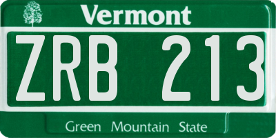VT license plate ZRB213