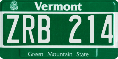 VT license plate ZRB214