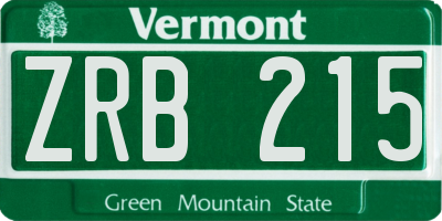VT license plate ZRB215