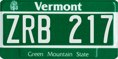VT license plate ZRB217