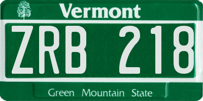 VT license plate ZRB218
