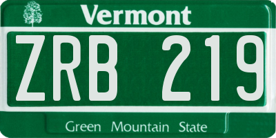 VT license plate ZRB219