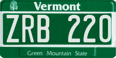 VT license plate ZRB220