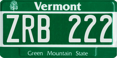 VT license plate ZRB222
