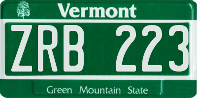 VT license plate ZRB223