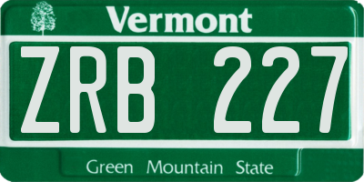 VT license plate ZRB227