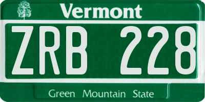 VT license plate ZRB228
