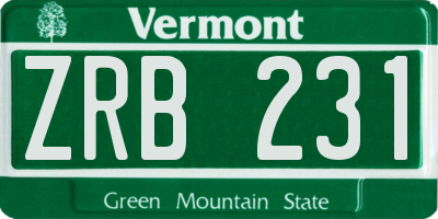 VT license plate ZRB231
