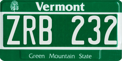 VT license plate ZRB232