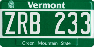 VT license plate ZRB233