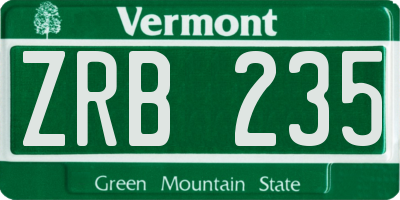 VT license plate ZRB235