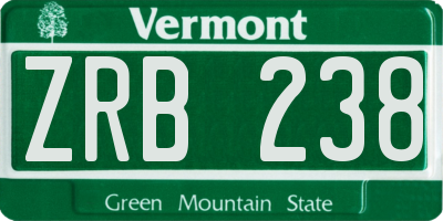 VT license plate ZRB238