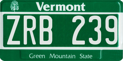 VT license plate ZRB239