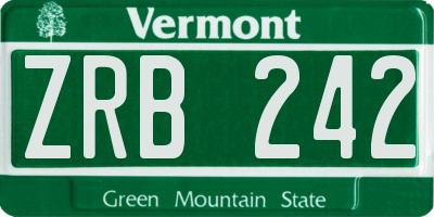 VT license plate ZRB242