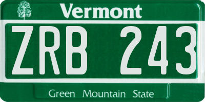 VT license plate ZRB243