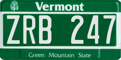 VT license plate ZRB247
