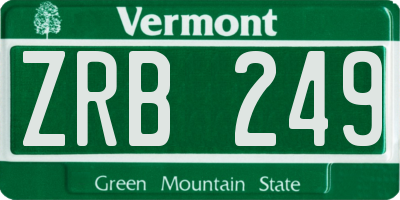 VT license plate ZRB249