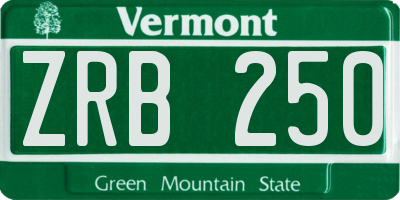 VT license plate ZRB250