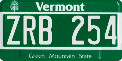 VT license plate ZRB254