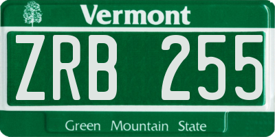 VT license plate ZRB255