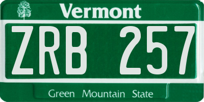 VT license plate ZRB257