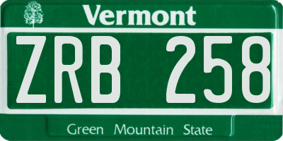 VT license plate ZRB258