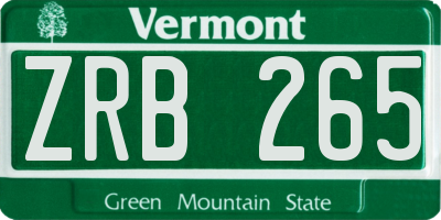 VT license plate ZRB265