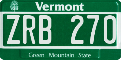 VT license plate ZRB270