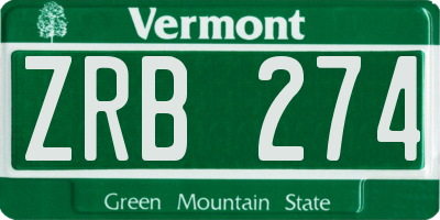 VT license plate ZRB274