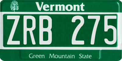 VT license plate ZRB275