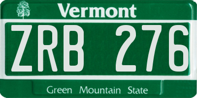 VT license plate ZRB276