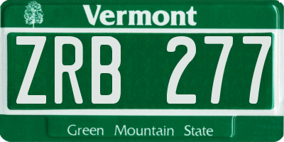 VT license plate ZRB277