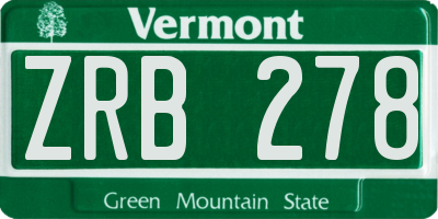 VT license plate ZRB278