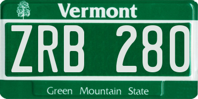 VT license plate ZRB280