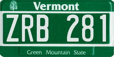VT license plate ZRB281